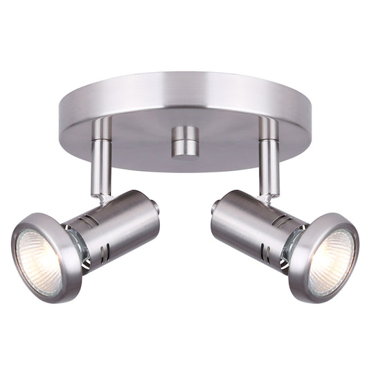 Canarm Rene Flush-Mount Wall Spotlight-Style Lamp for Bedrooms - 2 Pivoting Heads - Brushed Nickel Finish - Dimmable-