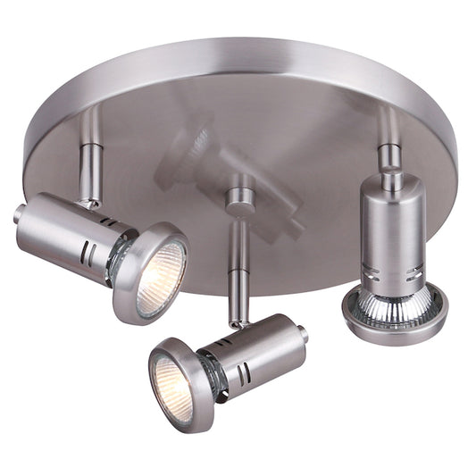 Canarm Rene Spotlight-Style Flush-Mount Ceiling Light - 3 Swivel Heads - Brushed Nickel Finish - 50-Watt GU10 Pin Base-