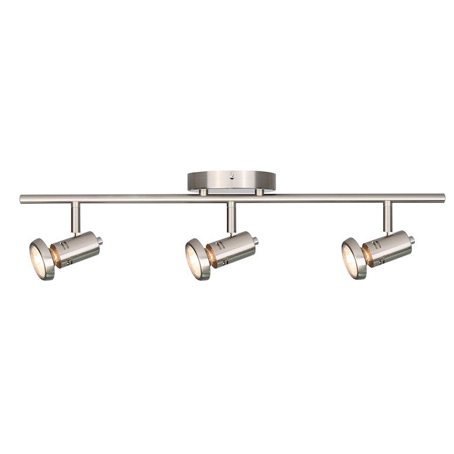 Canarm Rene Bedroom Track Light Bar in Brushed Nickel - 3 MR16 50-Watt GU10 Pin Base Bulbs - Dimmable - Swivel Heads-