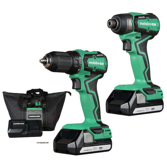 Metabo HPT 18V Cordless Impact Driver and Drill Kit with Lithium-Ion Batteries and Charger - Each