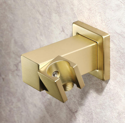 Square Outlet Elbow Shower Wall Mounted with Adjustable Handheld Shower Head Holder Brushed Gold finish