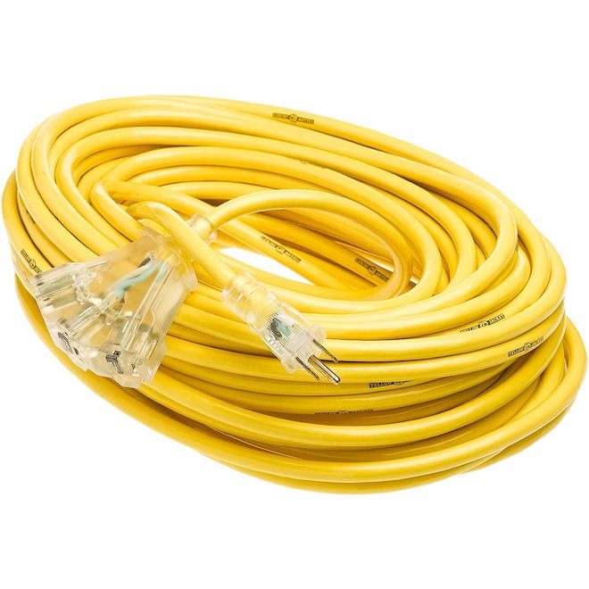 12/3 Extension Cord - Yellow Jacket - Triple Outlet - 30 m-Each