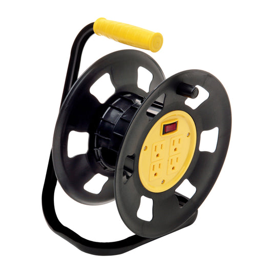 Woods Standing Storage Reel with 4 outlets - Black/Yellow-Each