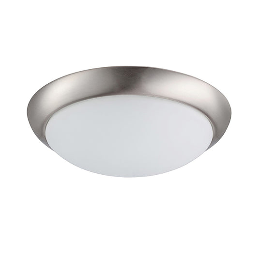 Uberhaus Flush-Mount Ceiling Light - 20-Watt Integrated LED Bulb - Frosted Glass Shade - Nickel Accents - Dimmable-