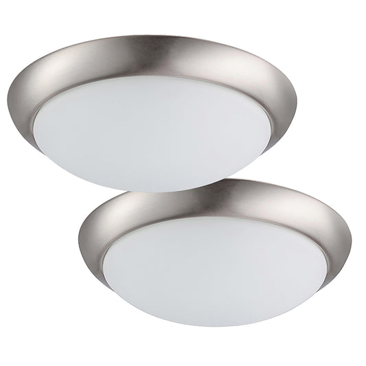Uberhaus Project Source Flush-Mount Ceiling Light Combo Pack - Frosted Glass with Nickel Accents - LED - Dimmable-