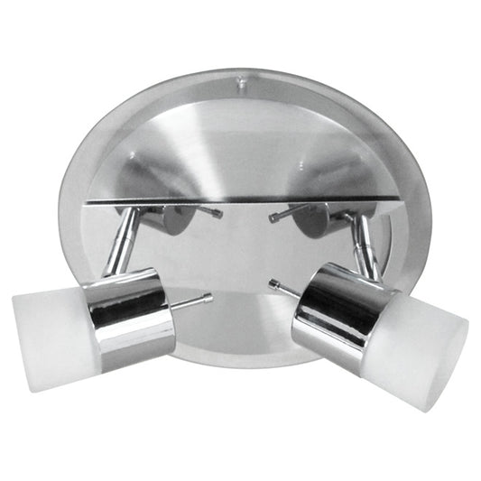 Uberhaus Iceland 2-Light Track Lighting Fixture - 2-pc 50-Watt Bulbs - Frosted Glass - Satin Nickel-