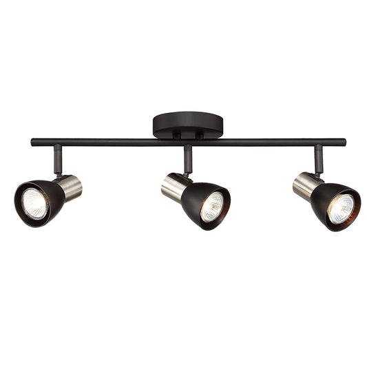 Track Light - 3 Lights - Black and Brushed Nickel-