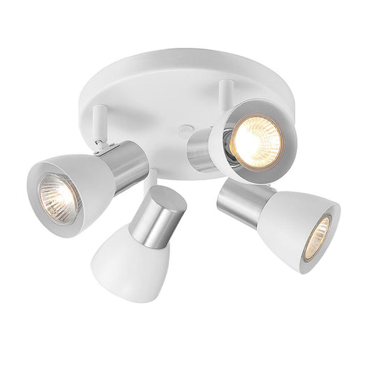 Ceiling Light - 4 Lights- Metal/Glass - White/Brushed Nickel-
