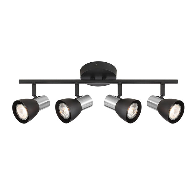 Track Light- 4 Lights - GU10/GZ10- Metal/Glass - Black/Nickel-