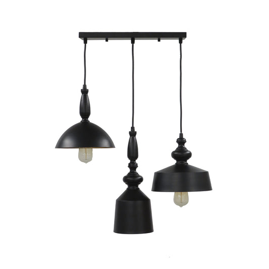 Project Source Black 60 W 3-Light Lantern Pendant-