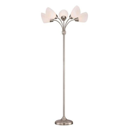 Project Source Satin Nickel Floor Lamp - 5 Gooseneck Arms - 66.37-in-