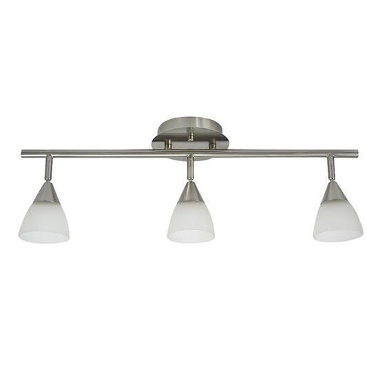 Track Light - 3 Lights - Steel/Glass - White/Brushed Nickel-