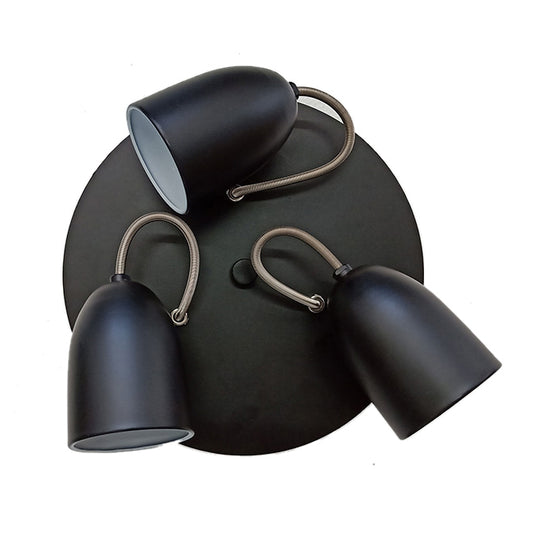 Flush Mount Light- 3 Lights -14" - Steel- Matte Black/Chrome-