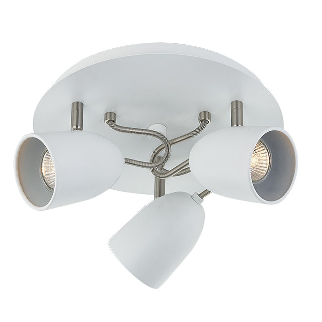 Flush Mount Light- 3 Lights -14" - Steel- Matte White/Chrome-