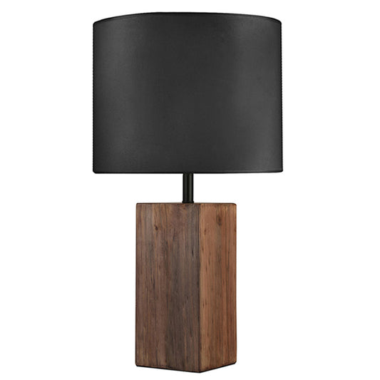 Project Source Table Lamp with Fabric and Wood - 24-in x 15-in - Black and Brown-