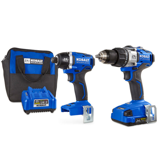 Kobalt 24-V Max Cordless Tools Combo - Drill-Driver and Impact Driver - Brushless Motor with Battery and Charger - Each