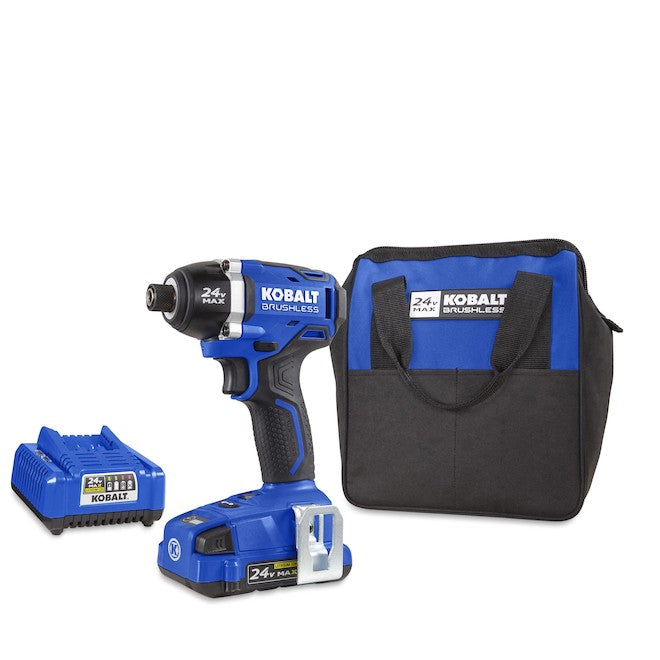 Kobalt 24-V Max Cordless Impact Driver Set - Brushless Motor - Charger, Battery and Accessories Included - Each