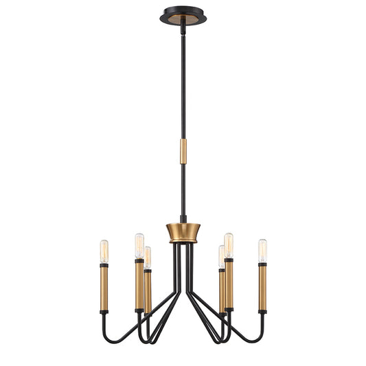 Eurofase 6-Light Chandelier - 19-in - Metal - Black and Brass-