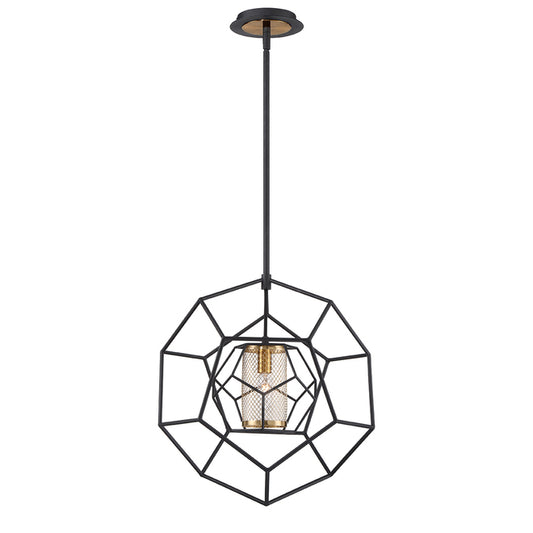 Eurofase Pendant Light - Geometric Style - 16.5-in x 17.5-in - Metal - Black and Brass-