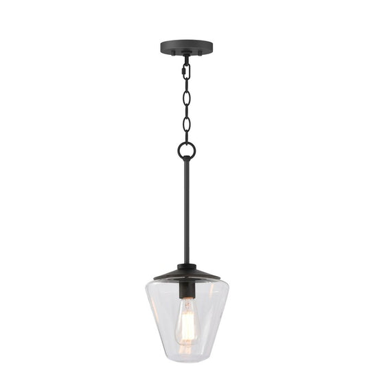 Eurofase Mini Rustic Style Pendant - 8.5-in x 14-in - Metal/Glass - Black-
