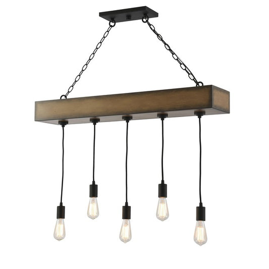 Eurofase 7.9-in x 25.5-in 5-Light Black Metal Industrial Style Linear Pendant-