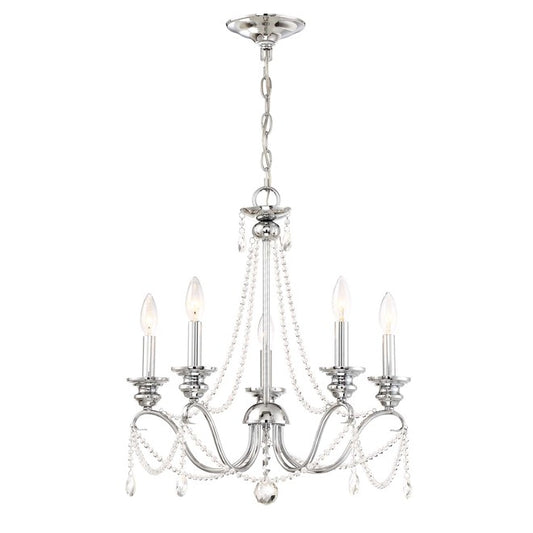 Eurofase 5-Light Chandelier - 20-in - Metal/Glass - Chrome-