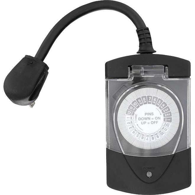 Westek 2-Outlet Outdoor Mechanical Timer - Black-Each