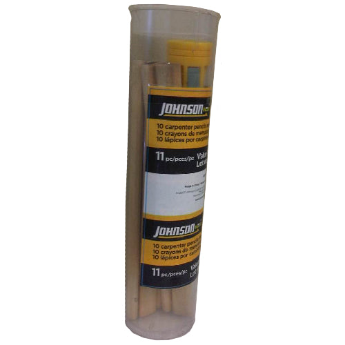 Johnson Carpenter's Pencils with Sharpener - 11 Pieces - Pack