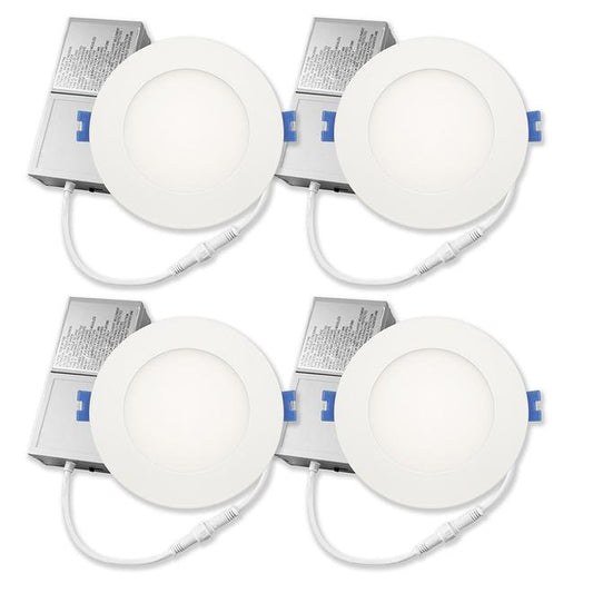 Leadvision Z LED Slim Recessed Light Set - Dimmable - 4-in - White Trim - 9W - 4 Units-
