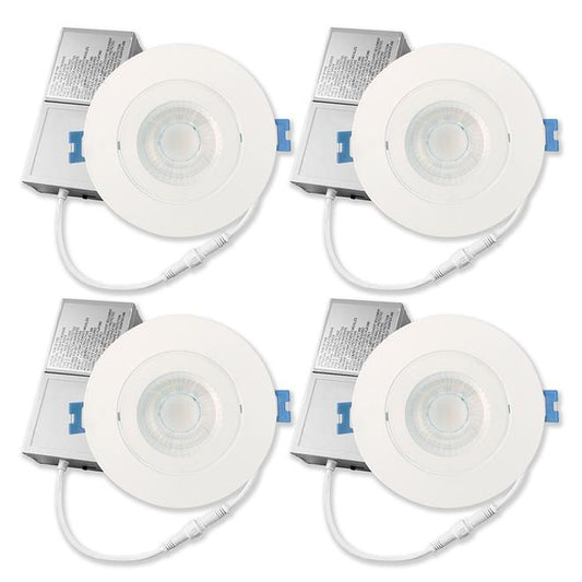 Leadvision ZLED Recessed Gimbal White Ceiling Light Set - Dimmable - 4-in - 11W - 4 Units-