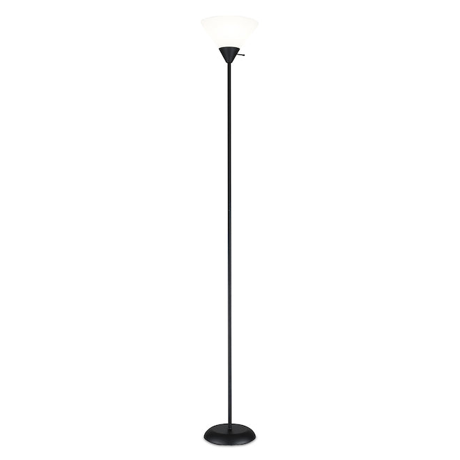 Project Source Floor Lamp with Frosted Shade - 72-in - White and Black-