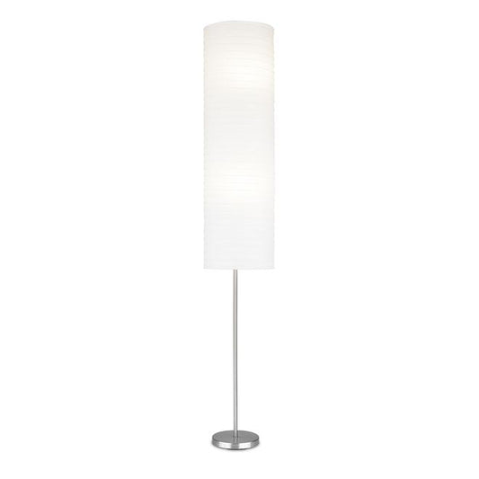 Project Source 69.75-In Modern Floor Lamp with Rice Paper Shade Brushed Nickel and White-