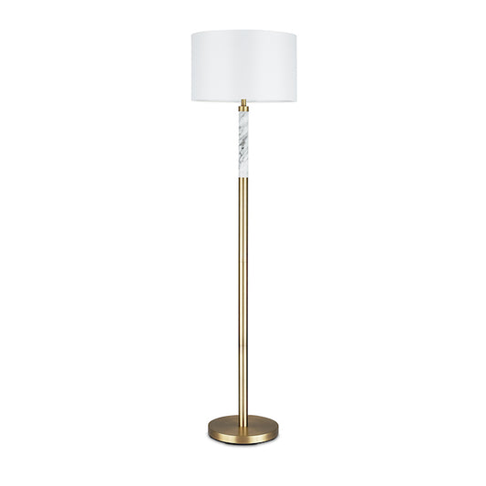 Project Source Floor Lamp with Marble Accent - 62-in - Metal - Antique Brass-