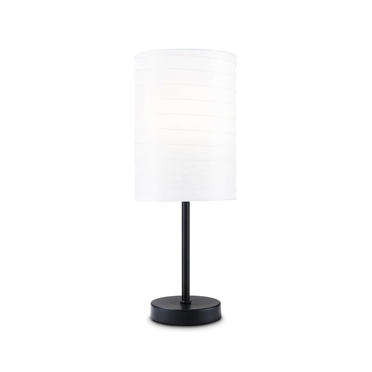 Project Source Table Lamp - 18-in - Rice Paper and Plastic - Matte Black and White-