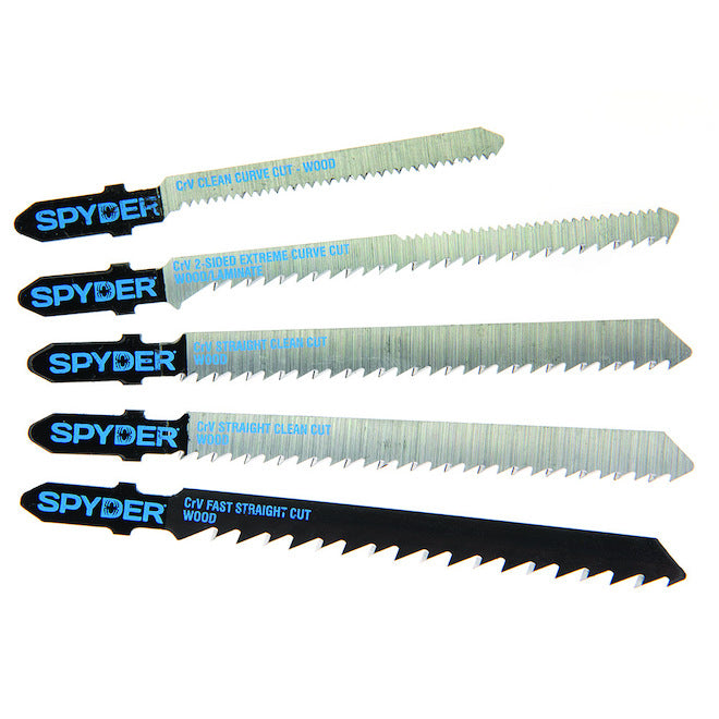 Spyder Set of 5 Jigsaw Bi-Metal Blades for Jigsaw - Each