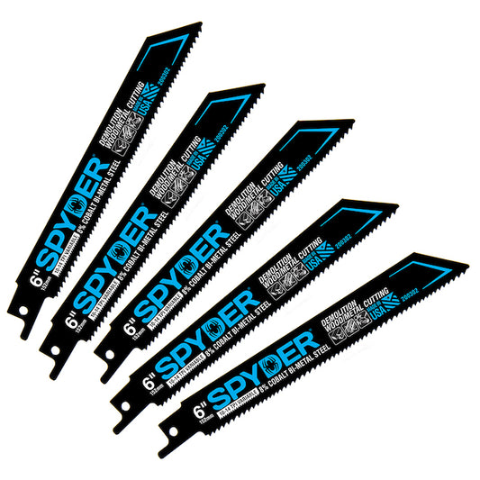 Spyder Reciprocating Saw Blade - Set of 5x 6-in Variable Teeth - Each