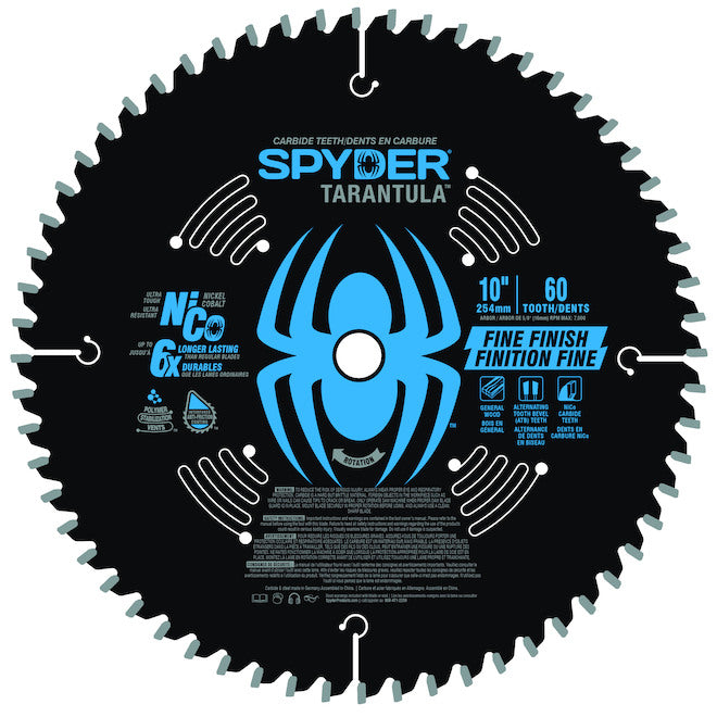 Spyder Fine Cut Miter Saw Blade in Tungsten Carbide - 10-in 60 Teeth - Each