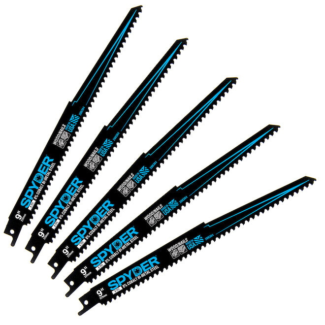 Spyder Bi-Metal Reciprocating Saw Blades - 9-in 6 Teeth - Pack of 5 - Each