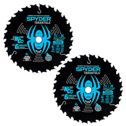 Spyder Tarantula Framing 7.25-in 24-Tooth Tungsten Carbide Steel Circular Saw Blade 2-Pack - Pack