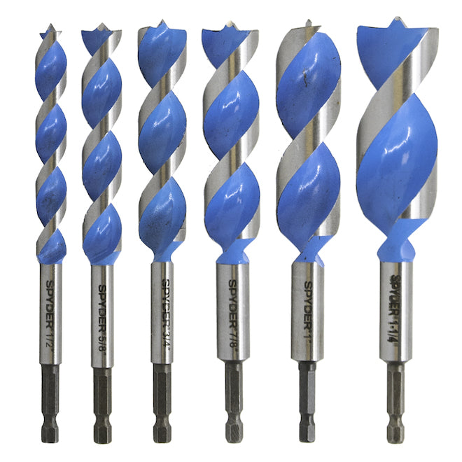 Spyder Stinger Spade Bit Set - High-Speed Steel - 6 Pieces - Assorted Sizes - Each