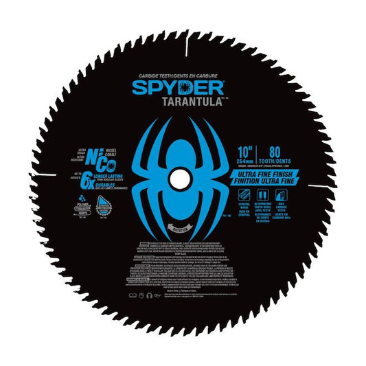 Spyder Tarantula Ultra Fine 10-in Circular Saw Blade - 80 Nickel Cobalt Teeth - Each