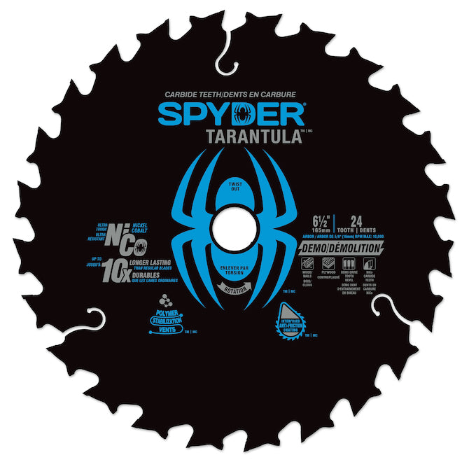 Spyder Tarantula Demolition 6 1/2-in Steel Circular Saw Blade - 24 Tungsten Carbide-Tipped Teeth - Each