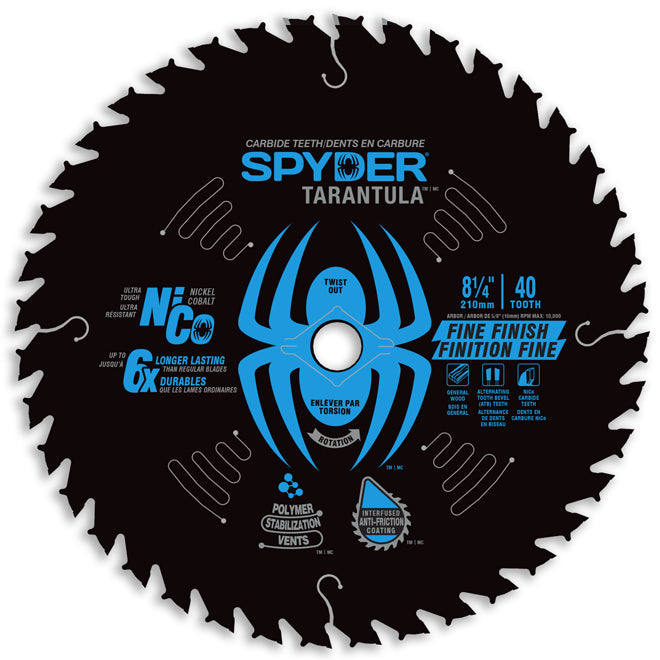 Spyder Tarantula Fine 8 1/4-in Steel Circular Saw Blade - 40 Tungsten Carbide-Tipped Teeth - Each