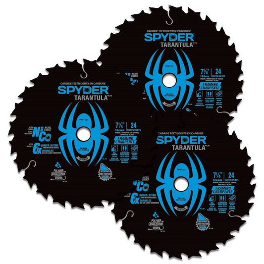 Spyder Tarantula Framing 7 1/4-in Steel Circular Saw Blade Set - 24 Tungsten Carbide-Tipped Teeth - 3/Pack - Each