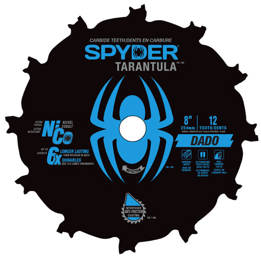 Spyder Tarantula Dado Groove Cutting 8-in Steel Circular Saw Blade - 12 Tungsten Carbide-Tipped Teeth - Each