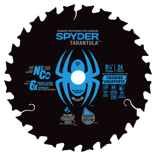 Spyder Tarantula Framing 8 1/4-in Steel Circular Saw Blade - 24 Tungsten Carbide-Tipped Teeth - Each