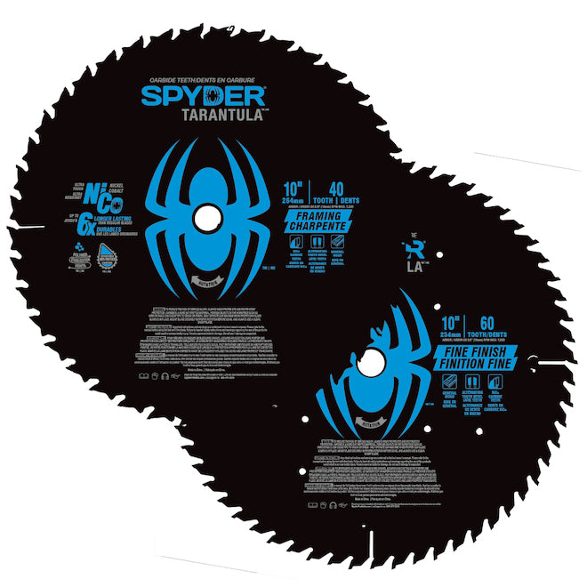 Spyder Tarantula Fine 10-in Steel Circular Saw Blade Set - 40/60 Teeth - 2 Blades - Each