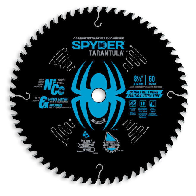 Spyder Tarantula Fine 8 1/4-in Steel Circular Saw Blade - 60 Tungsten Carbide-Tipped Teeth - Each