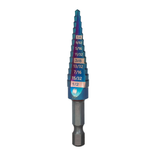 Spyder Stinger HSS 13-Step Drill Bit -1/8 to 1/2-in - Mach-Blue Armor Plating - Each