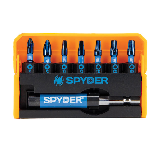 Spyder Mach-Blue Impact Driver Steel Bit Set - 1/4 x 1-in - 8 Pieces - Each